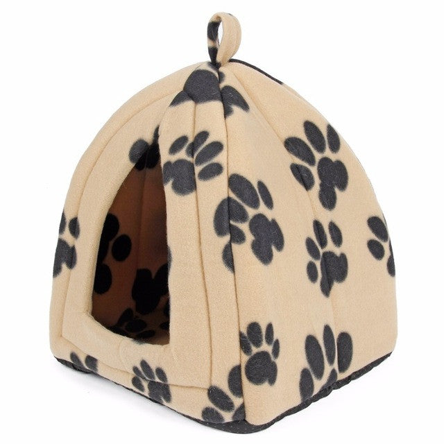 Cat House and Pet Beds 5 Colors Beige and Red Purple, Khaki, Black with Paw Stripe, White with Paw Stripe