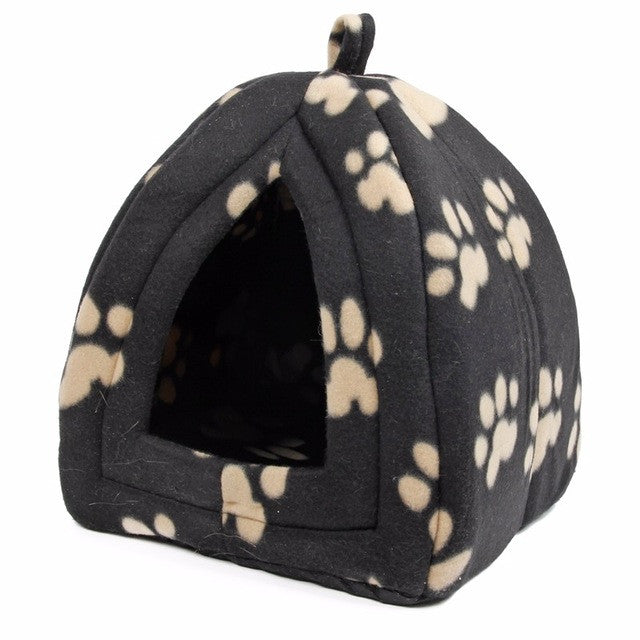 Cat House and Pet Beds 5 Colors Beige and Red Purple, Khaki, Black with Paw Stripe, White with Paw Stripe