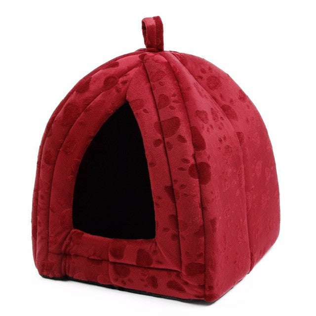 Cat House and Pet Beds 5 Colors Beige and Red Purple, Khaki, Black with Paw Stripe, White with Paw Stripe