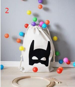 Large Baby Toys Storage Canvas Bags Bear Batman Laundry Hanging Drawstring Bag Cute Household Canvas Pouch Bag Wall Pocket