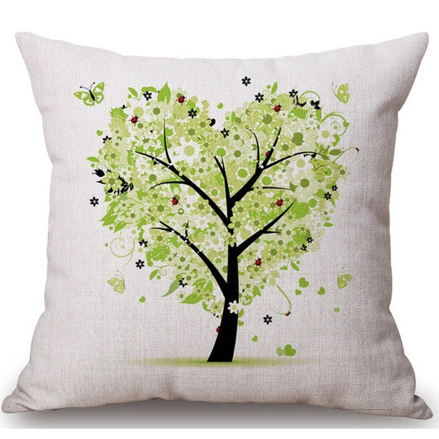 Season Life Tree Cotton Linen Colorful Decorative Pillow Case Chair Square Waist and Seat 45x45cm Pillow Cover Home Textile