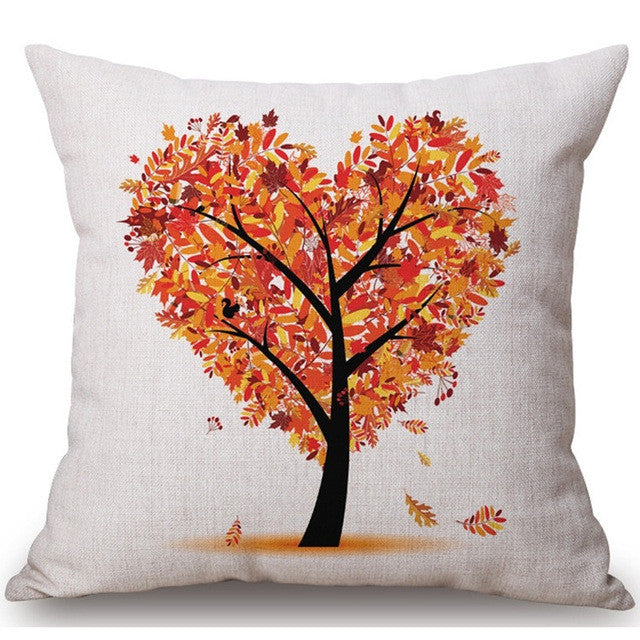 Season Life Tree Cotton Linen Colorful Decorative Pillow Case Chair Square Waist and Seat 45x45cm Pillow Cover Home Textile