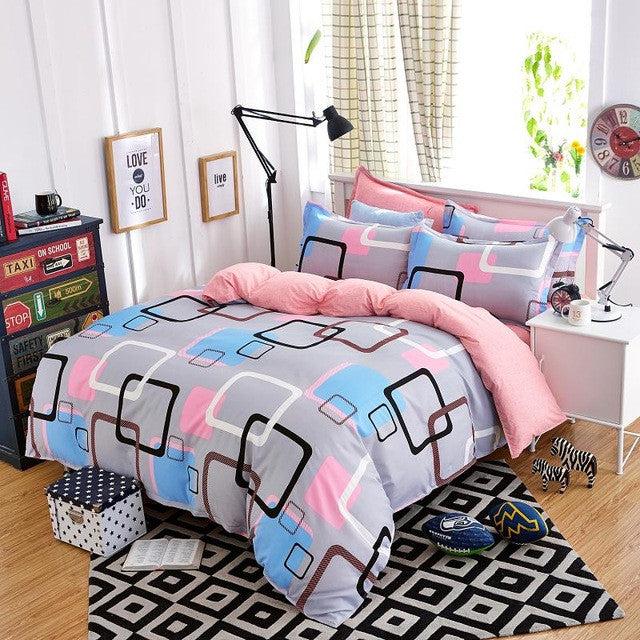 3/4pc Bedding Sets Size for Twin Full Queen king Home el Bed Linen Bed Sheets Duvet Cover Set-33 colors