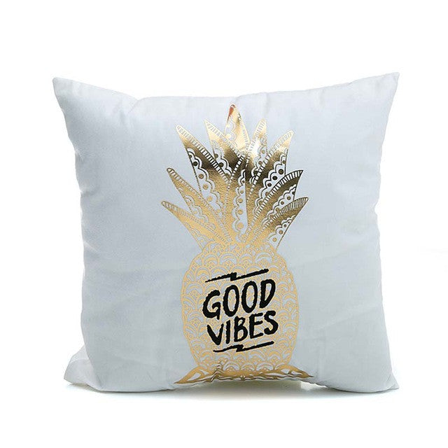 Bronzing Cushion Cover Printed 43x43cm/17x17'' Linen&Polyester Decorative Pillow Cases Home Sofa Pillowcase