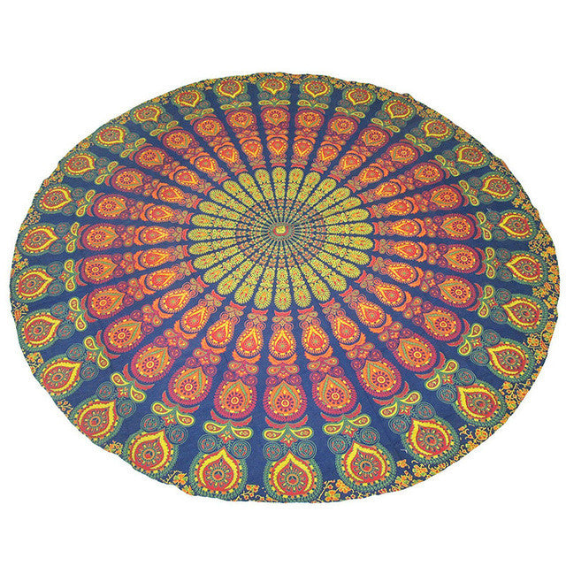 Bohemian 150cm Women Indian Persian Printed Round Chiffon Shawl Tapestry Retro Wall Hanging Towel Yoga Beach Mat T35