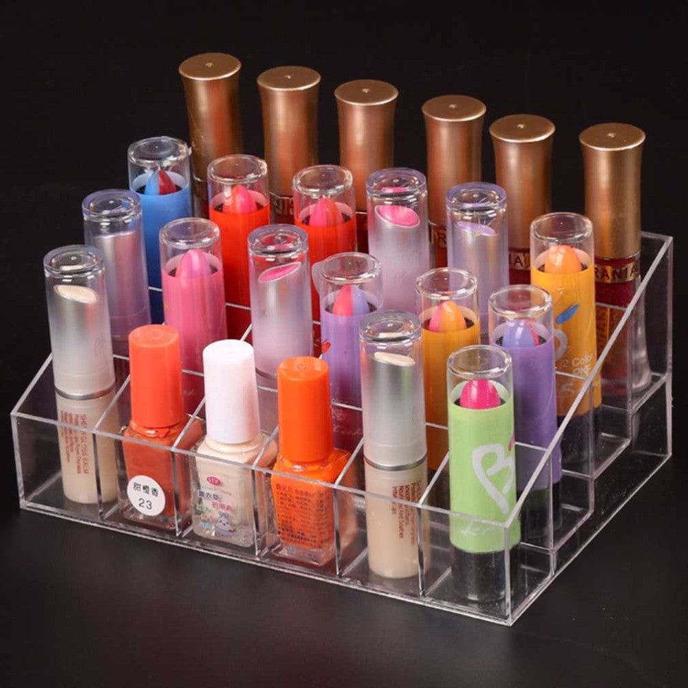 Acrylic Lipstick Makeup Organizer Tool Mascara Cosmetic Holder Plastic Home Storage tool Organizer Box 24 Lipstick Stand Case