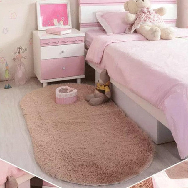 Bedroom Oval Carpet Floor Mats Floor Door Mat 40*60CM Plush Rug Mat Magic Slip-Resistant Pad