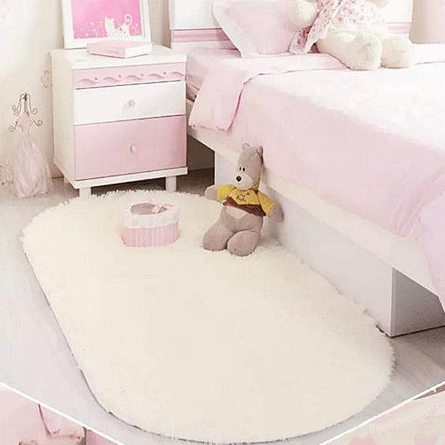 Bedroom Oval Carpet Floor Mats Floor Door Mat 40*60CM Plush Rug Mat Magic Slip-Resistant Pad