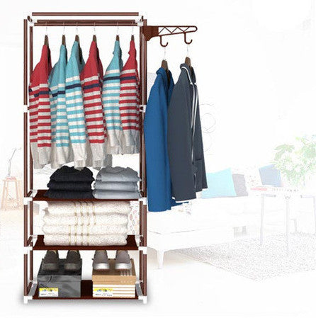 Steel wardrobe Creative fashion hangers Easy assembly Put the things Shelf coat rack