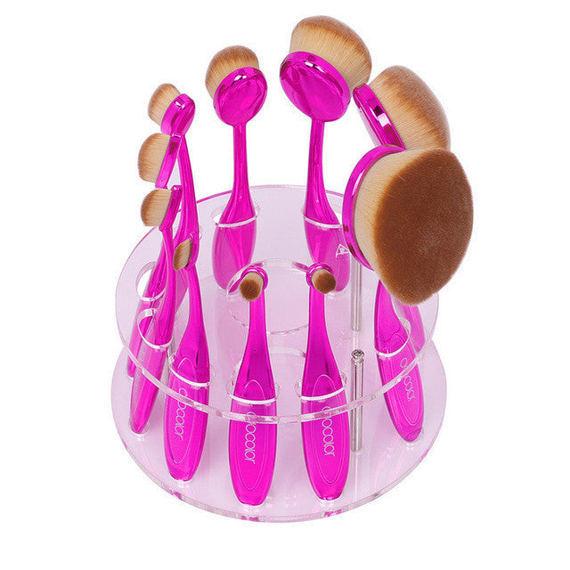 Promotion!makeup brushes Tooth Brush Shape Oval Makeup Brush Set 10pcs/6pcs/5pcs Professional Foundation Powder Brush Kit holder