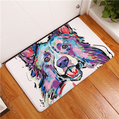 Lovely Painting Dog Print Carpets Anti-slip Floor Mat Outdoor Rugs Animal Front Door Mats