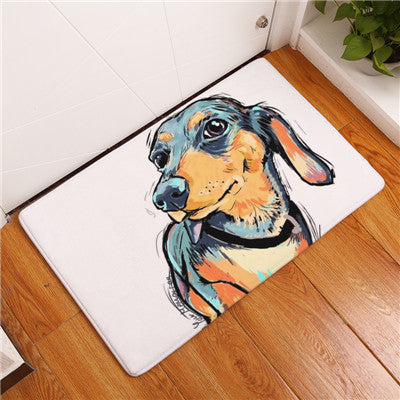 Lovely Painting Dog Print Carpets Anti-slip Floor Mat Outdoor Rugs Animal Front Door Mats