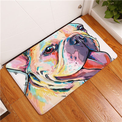 Lovely Painting Dog Print Carpets Anti-slip Floor Mat Outdoor Rugs Animal Front Door Mats