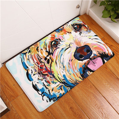 Lovely Painting Dog Print Carpets Anti-slip Floor Mat Outdoor Rugs Animal Front Door Mats