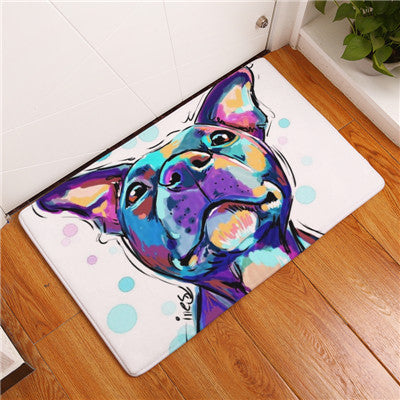 Lovely Painting Dog Print Carpets Anti-slip Floor Mat Outdoor Rugs Animal Front Door Mats