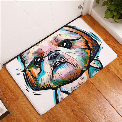 Lovely Painting Dog Print Carpets Anti-slip Floor Mat Outdoor Rugs Animal Front Door Mats