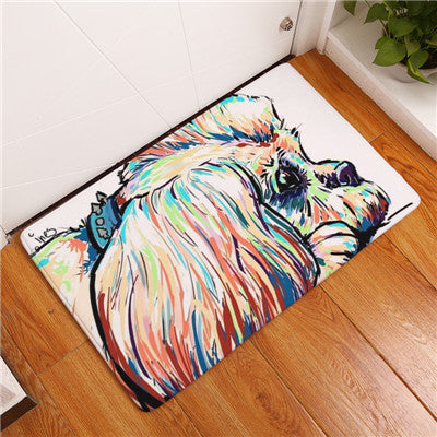 Lovely Painting Dog Print Carpets Anti-slip Floor Mat Outdoor Rugs Animal Front Door Mats