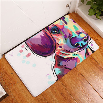 Lovely Painting Dog Print Carpets Anti-slip Floor Mat Outdoor Rugs Animal Front Door Mats