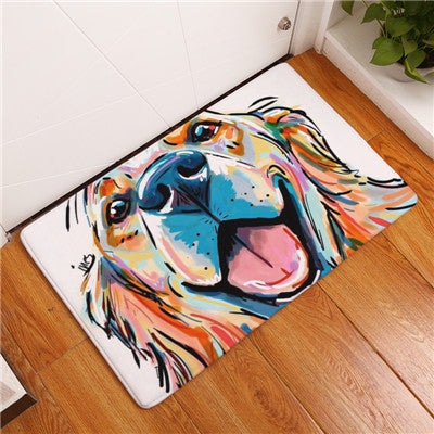 Lovely Painting Dog Print Carpets Anti-slip Floor Mat Outdoor Rugs Animal Front Door Mats