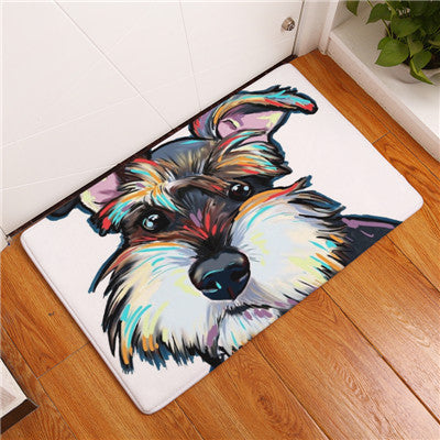 Lovely Painting Dog Print Carpets Anti-slip Floor Mat Outdoor Rugs Animal Front Door Mats