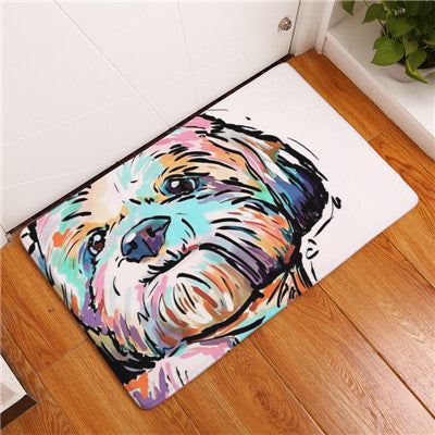 Lovely Painting Dog Print Carpets Anti-slip Floor Mat Outdoor Rugs Animal Front Door Mats