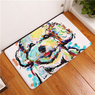 Lovely Painting Dog Print Carpets Anti-slip Floor Mat Outdoor Rugs Animal Front Door Mats