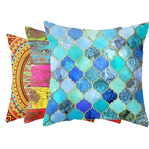 Boho Geometric Beach Painting Living Room Linen Pillow Case