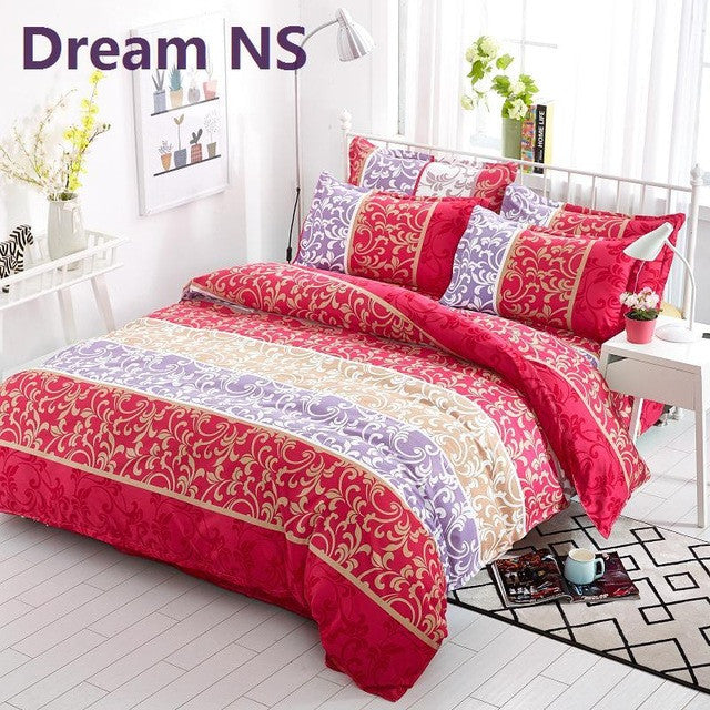 Plaid Bedding Set 4pcs polyester Cotton Duvet Cover Bed Sheet 2pcs Pillowcases Bedroom Textile Bed Linen Queen Kids Bed Set