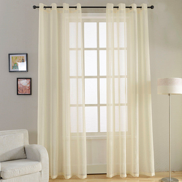 Modern Soild White Sheer Curtains for Living Room Bedroom Kitchen Door Cafe Voile Tulle Window Curtains Plain Pleated