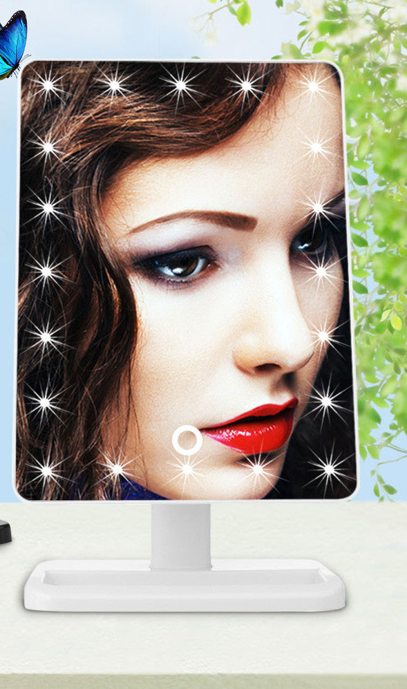 Adjustable Vanity Tabletop Lamp 20 LEDs Lighted LED Touch Screen Mirror Makeup Portable Mirror Luminous 180 Rotating Mirror