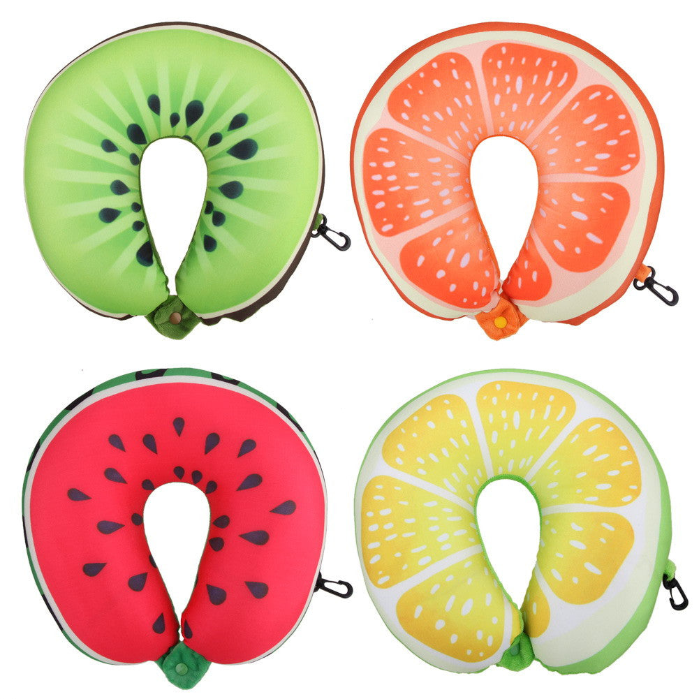 U Shaped Neck Protection Pillow Watermelon Lemon Kiwi Orange Fruit Pillows Nanoparticles Massage Neck Pillow Travel Pillow Neck