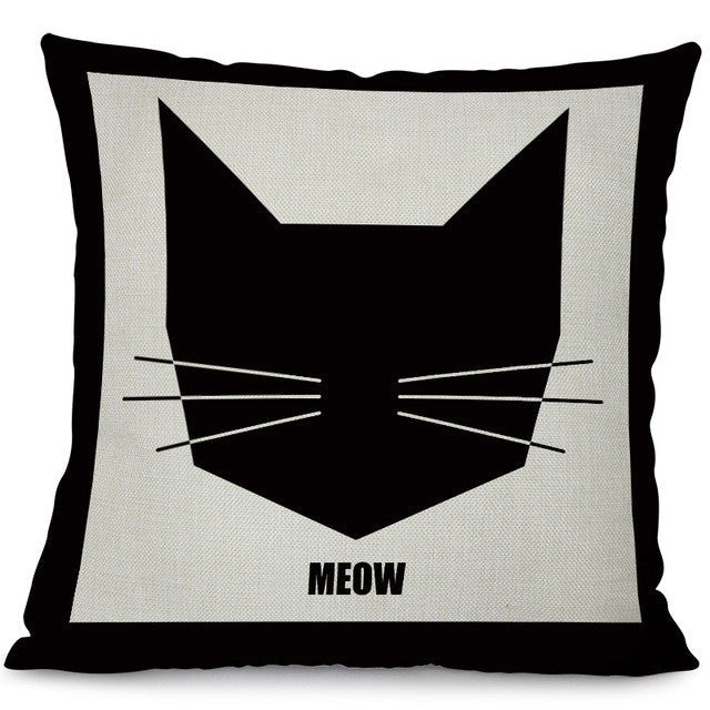 Miracille Square Cotton Linen Black Climbing Cat Animals Printed Decorative Throw Pillows Home Decor Cushion For Sofas No Core