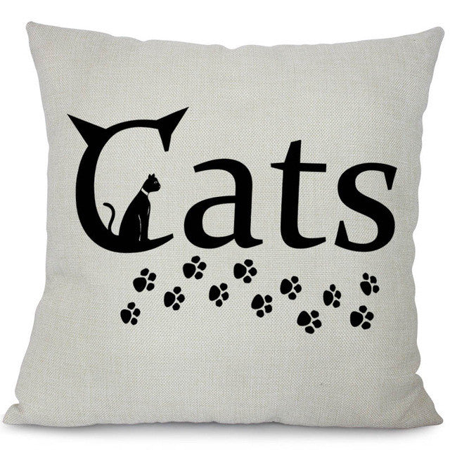 Miracille Square Cotton Linen Black Climbing Cat Animals Printed Decorative Throw Pillows Home Decor Cushion For Sofas No Core