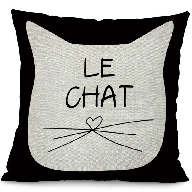 Miracille Square Cotton Linen Black Climbing Cat Animals Printed Decorative Throw Pillows Home Decor Cushion For Sofas No Core