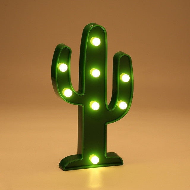INS Cactus Flamingo Pineapple LED Battery Nightlight 3D Marquee Desk Table Lamp Letter For Kids Gift Decoration 3D Night Light