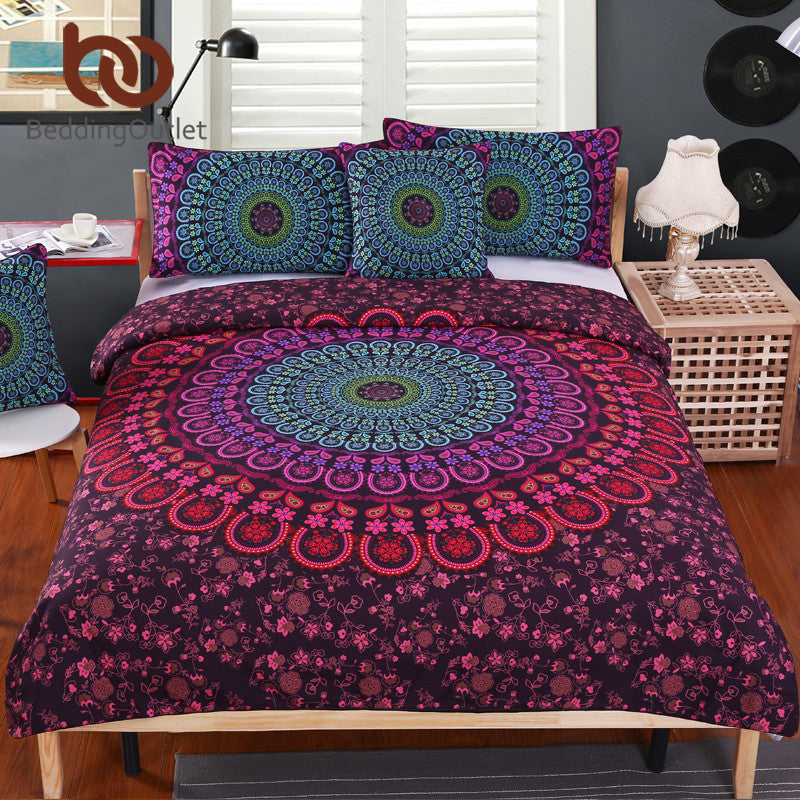 BeddingOutlet Mandala Bedding Set Posture Million Romantic Soft Bedclothes Twill Bohemain Duvet Cover Set with Pillowcases 4pcs