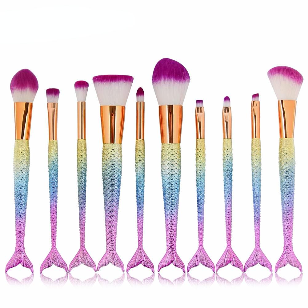 est 6/10pcs/set Mermaid Color Make Up Eyebrow Eyeliner Blush Blending Contour Foundation Cosmetic Beauty Makeup Brush Tools-Dollar Bargains Online Shopping Australia