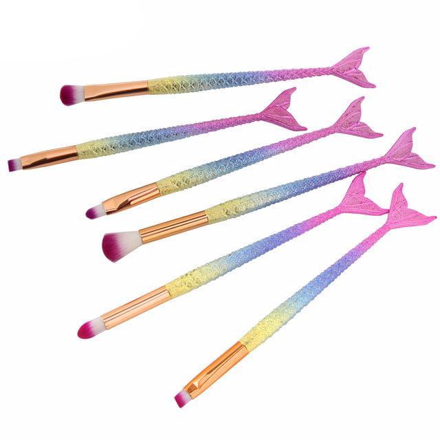 est 6/10pcs/set Mermaid Color Make Up Eyebrow Eyeliner Blush Blending Contour Foundation Cosmetic Beauty Makeup Brush Tools-Dollar Bargains Online Shopping Australia