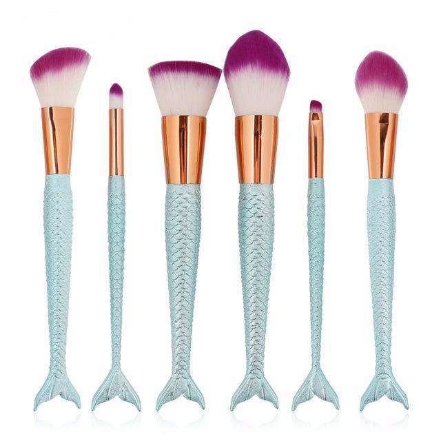 est 6/10pcs/set Mermaid Color Make Up Eyebrow Eyeliner Blush Blending Contour Foundation Cosmetic Beauty Makeup Brush Tools-Dollar Bargains Online Shopping Australia