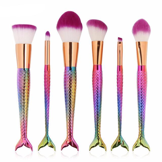 est 6/10pcs/set Mermaid Color Make Up Eyebrow Eyeliner Blush Blending Contour Foundation Cosmetic Beauty Makeup Brush Tools-Dollar Bargains Online Shopping Australia