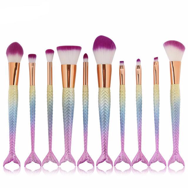 est 6/10pcs/set Mermaid Color Make Up Eyebrow Eyeliner Blush Blending Contour Foundation Cosmetic Beauty Makeup Brush Tools-Dollar Bargains Online Shopping Australia