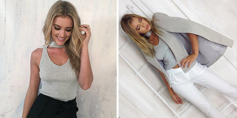 Halter Knitted Sleeveless Tank Top - CelebritystyleFashion.com.au online clothing shop australia