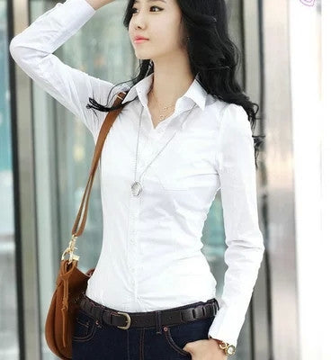 Brand Spring Blouse Shirt Cardigans White Blusas Femininas Ladies Body Tops Women Office Clothing Female Casual Woman Clothes-Dollar Bargains Online Shopping Australia