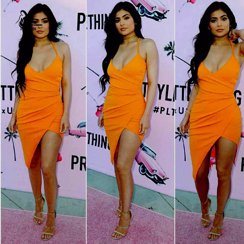Kylie Jenner Wrap Front Bodycon Mini Dress - CelebritystyleFashion.com.au online clothing shop australia