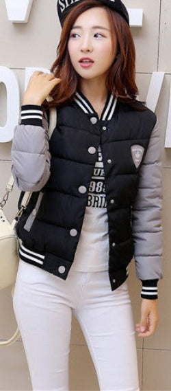 autumn winter women warm baseball jacket candy color Splice plus size jacket cotton padded for elegant ladies zipper coats hem-Dollar Bargains Online Shopping Australia