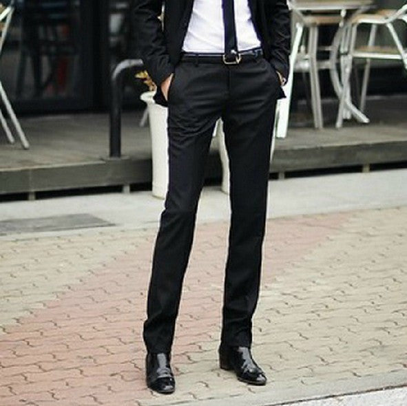 Men Pants Spring and Autumn Men's Slim Fit Casual Pants Fashion Straight Suit Pants Skinny Pants Smooth Trousers-Dollar Bargains Online Shopping Australia