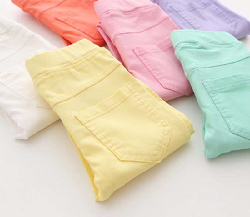 Summer Elestic Waist Children Pants Girls Jeans Pants Candy Color Solid Causal Jeans For Baby Girl Leggings-Dollar Bargains Online Shopping Australia