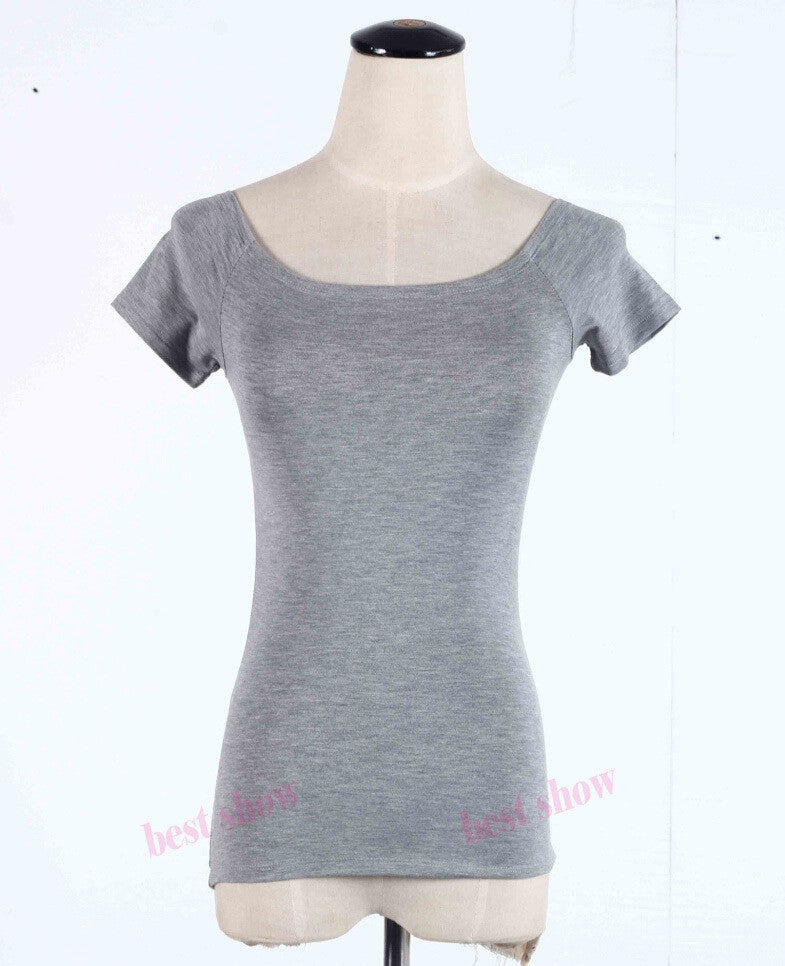 Summer Fashion Sexy Off The Shoulder Tops For Women Casual Short Sleeve Cotton T-shirts Black White Red Gray Blue Color-Dollar Bargains Online Shopping Australia
