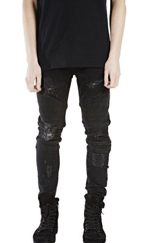 represent clothing designer pants slp blue/black destroyed mens slim denim straight biker skinny jeans men ripped jeans 28-38-Dollar Bargains Online Shopping Australia