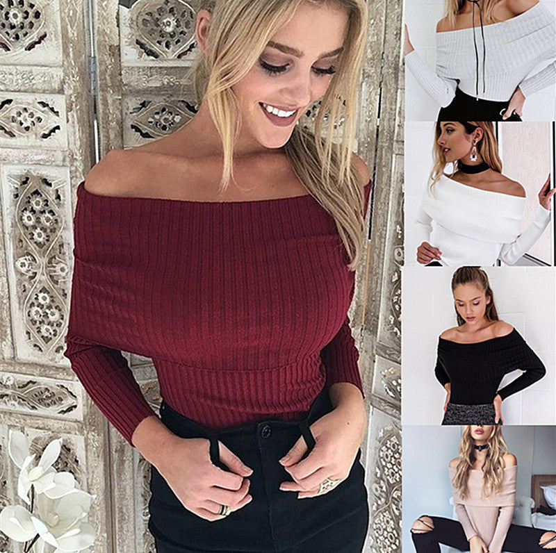 Off The Shoulder Pullover Sweater Crop Top - CelebritystyleFashion.com.au online clothing shop australia